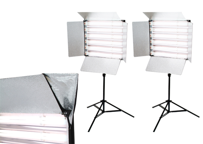 撮影機材 オスラム蛍光灯55W×6撮影照明シンプル調光+スタンド中　×2　
