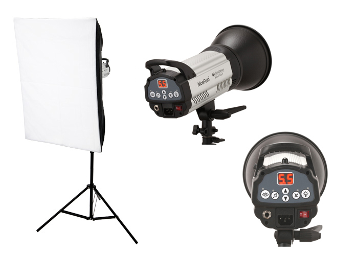 撮影機材 モノブロックストロボTB-600撮影照明+ソフトボックス+スタンド中